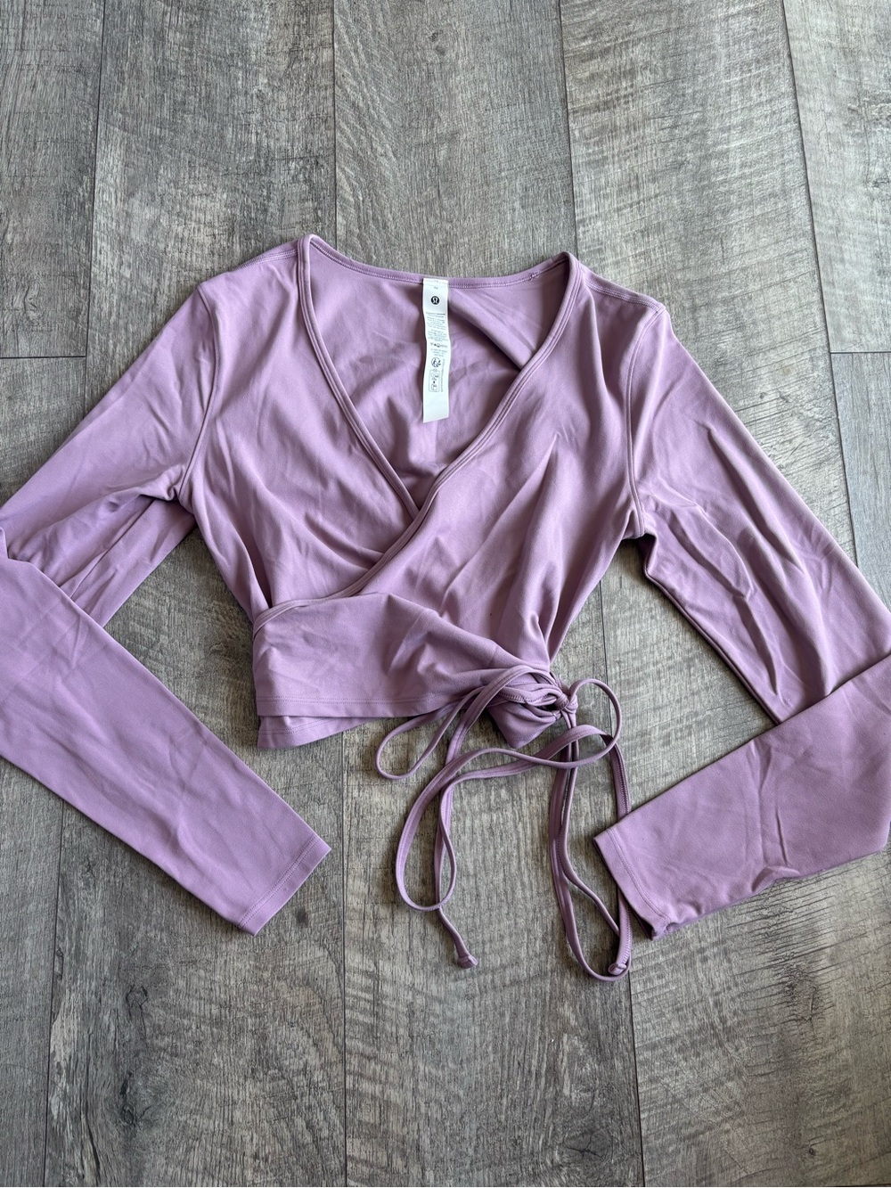 lululemon athletica Tie-Front Wrap Crop Top in Dusty Lilac